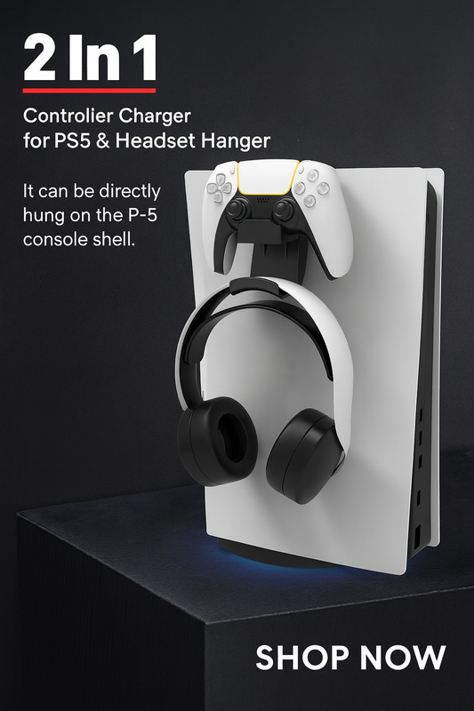 2 in 1 PS5 Controller Charger with Headphone Holder